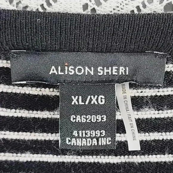 Alison Sheri striped textured pattern scoop neck pullover sweater women's XL - Picture 5 of 7